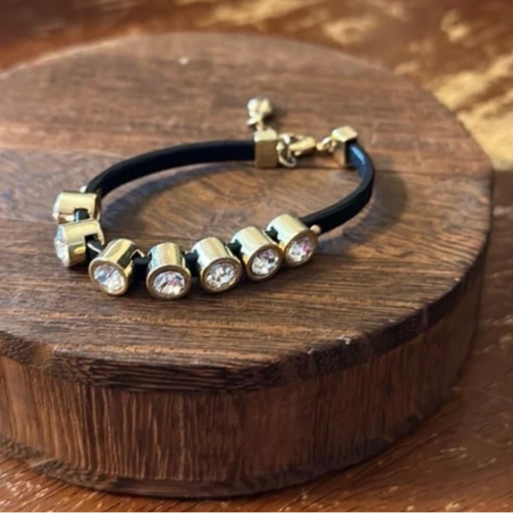 Juicy Couture Black Leather Skull Charm Bracelet